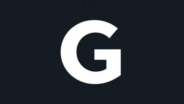 Bold letter G on dark background, modern typography.