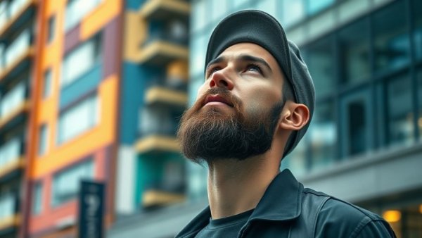 Confident man in urban setting, knife crime in the UK.
