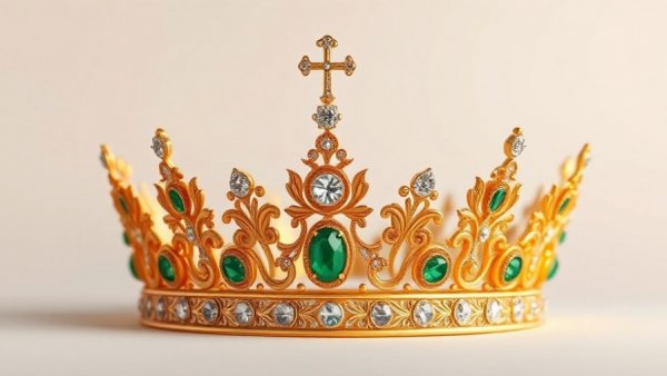 Exquisite crown with gemstones symbolizing positive business news success.