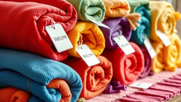 Colorful Welcome Blanket for immigrants neatly displayed.