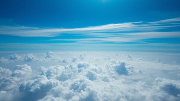 Expansive view of sky and clouds depicting ozone layer recovery.