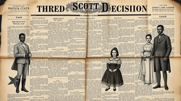19th-century newspaper featuring the Dred Scott Decision with illustrations.