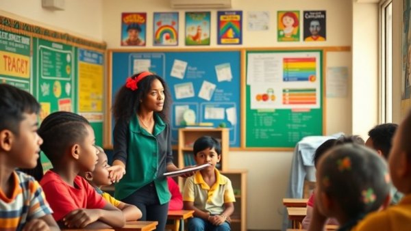 Inspirational education for street children in colorful classroom