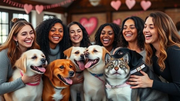 Dogs choose their owners event with happy interactions.