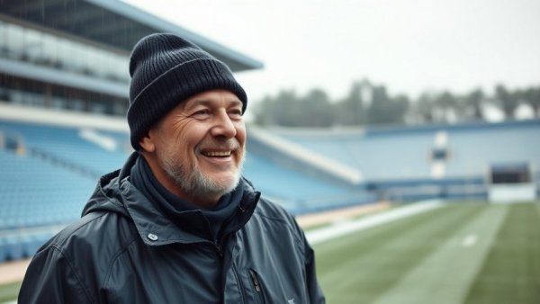 Man on football field highlighting community impact of football cup run.