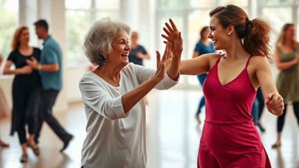 Older adults enjoying dance class, a brain-boosting hobby.