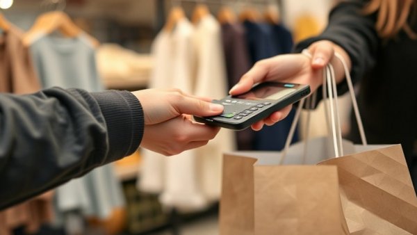 Contactless payment in a store; avoid impulse spending.