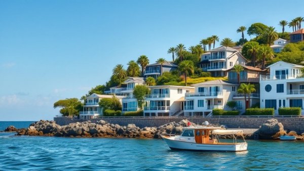 Florida coastal neighborhood with modern beachfront houses, representing land use.