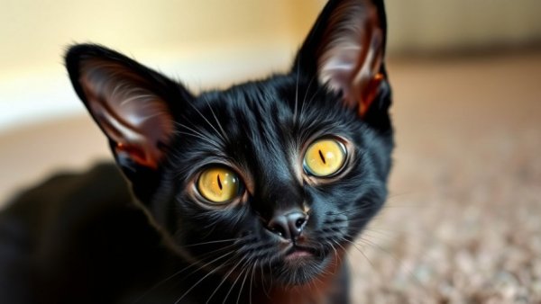 Charming Dobby the cat with four ears, bright eyes, photorealistic.
