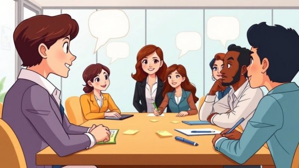 Balancing Junior Team Development and Great Results illustration with team meeting.