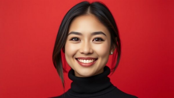 Jenna Goudreau Forbes Executive Editor smiling portrait in a red background.