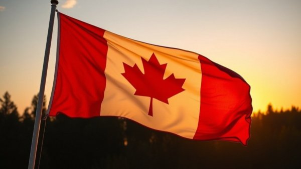 Canadian flag at sunset symbolizing Inuit-led university funding.