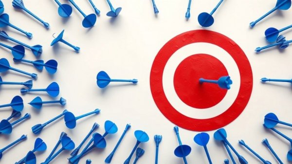 Avoiding the Peter Principle: abstract concept with missed darts.