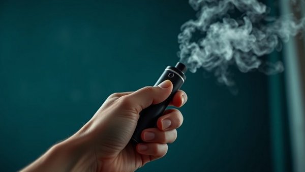 Quit vaping challenge concept showing hand holding vape with vapor