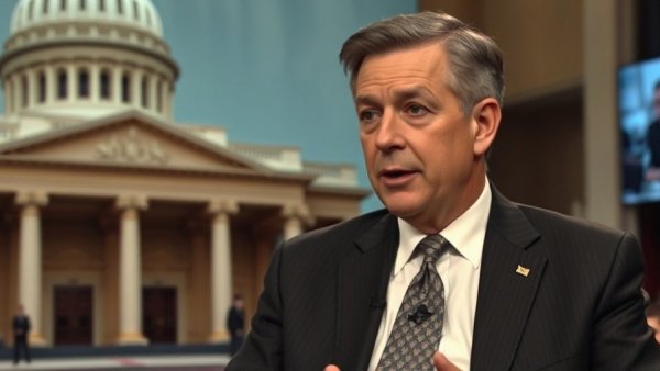 Joe Gould speaking on television about defense policy.