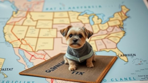 Map showing missing dog's 1,360-mile journey from TX to NJ.