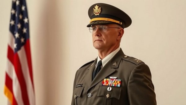 Distinguished military officer confidently poised, developing future-ready leaders.