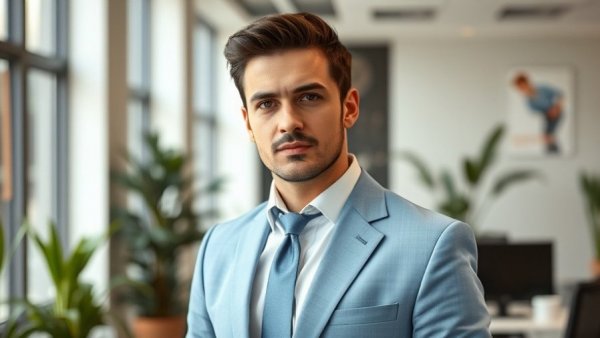 Confident man in office setting representing AI and entrepreneurship.