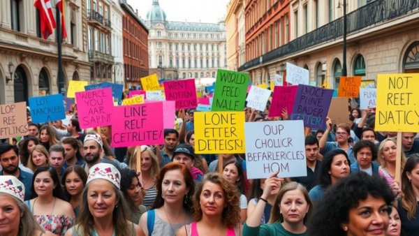 Protesters showcasing community resilience in business through unity.