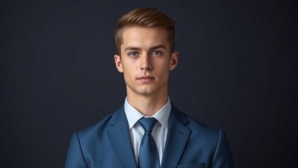 Professional portrait of a young man suited for Dow Jones growth strategies.