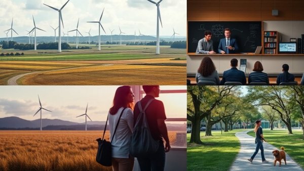 Varied scenes of work, study, and leisure, related to access to paid leave.