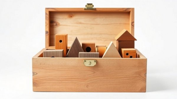Vintage building blocks box showcasing nostalgic design and craftsmanship.