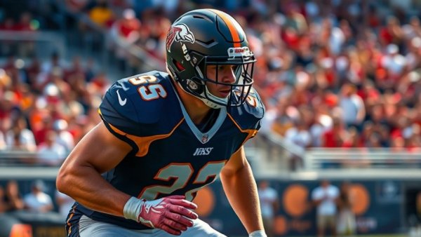 Focused athlete on field showcasing leadership skills