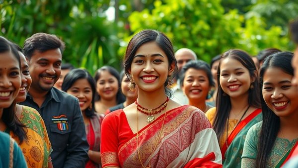 Dolly Sarpanch interacting with a joyful community, showcasing rural governance.