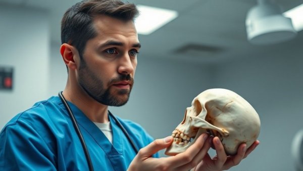 Surgeon analyzing stem cell therapy indications in clinical setting.