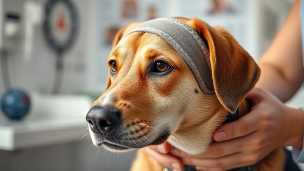 Injured dog recovering in clinic after protecting family from bear.