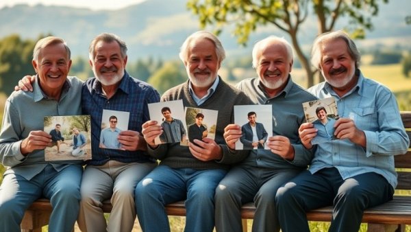 Five men with youthful photos illustrating lasting friendships lessons for entrepreneurs.