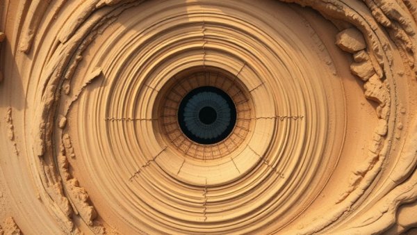 Aerial view of the Eye of the Sahara showcasing its geological patterns.