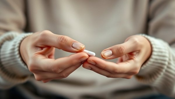 Hands exchanging a contraceptive pill in close-up view.