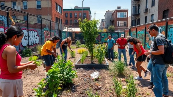Greening urban spaces with community gardening project.