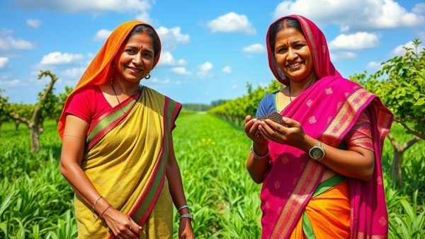 Indian women farmers in fields, embracing agriculture.