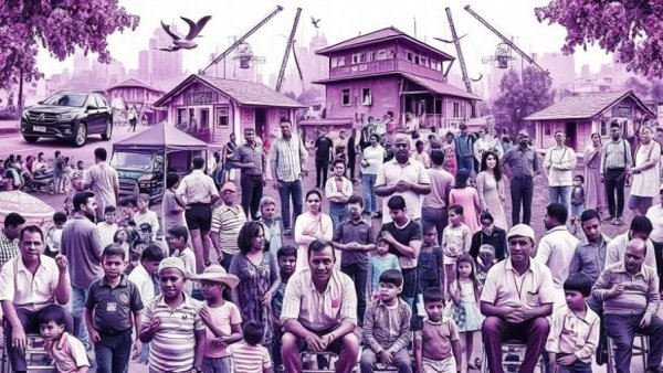 Violet-toned community and environmental collage, Pet-Friendly Shelters for Community Support