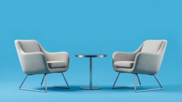 CNN launches new business show promotional poster with chairs.