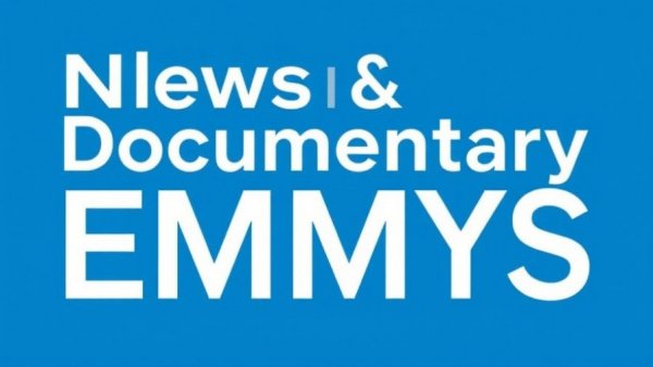 News and Documentary Emmys logo on blue background.