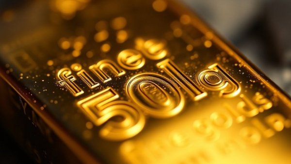 Close-up view of a fine gold bar inscription.