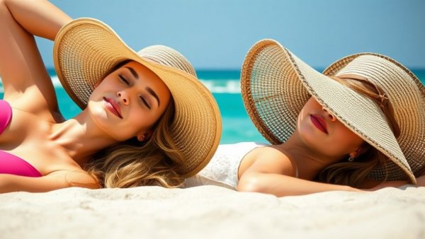Women relaxing on the beach, overcoming pressure to get in shape for summer.