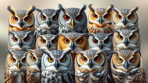 Scottish Owl Centre for Sale: Twelve diverse owl faces.
