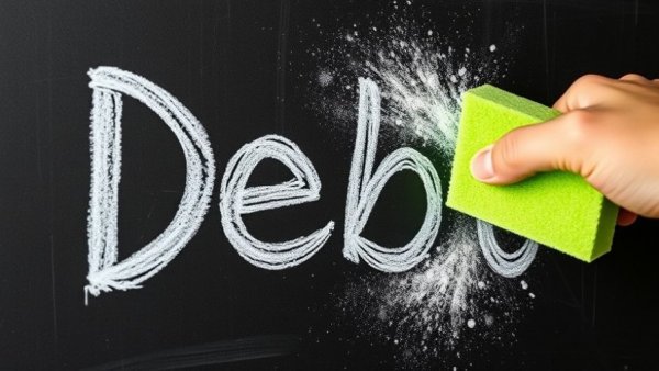 Hand erasing debt on chalkboard symbolizing Mozambique clearing IMF debt.