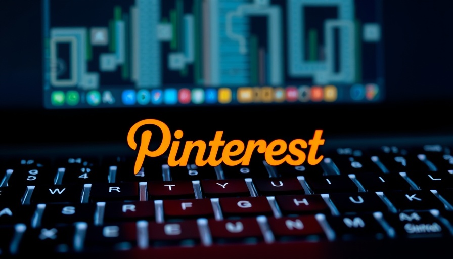 Pinterest ad spend decline symbolized by a glowing logo on a keyboard.