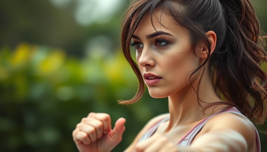 Resilient woman exercising outdoors, showing determination.