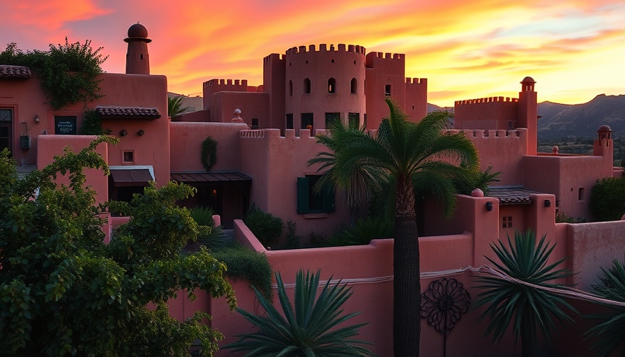 Scenic view of adobe architecture, cheap beautiful places to retire.