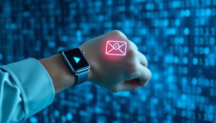 Email Marketing Best Practices for SaaS: Email notification from smartwatch in tech-themed setting.