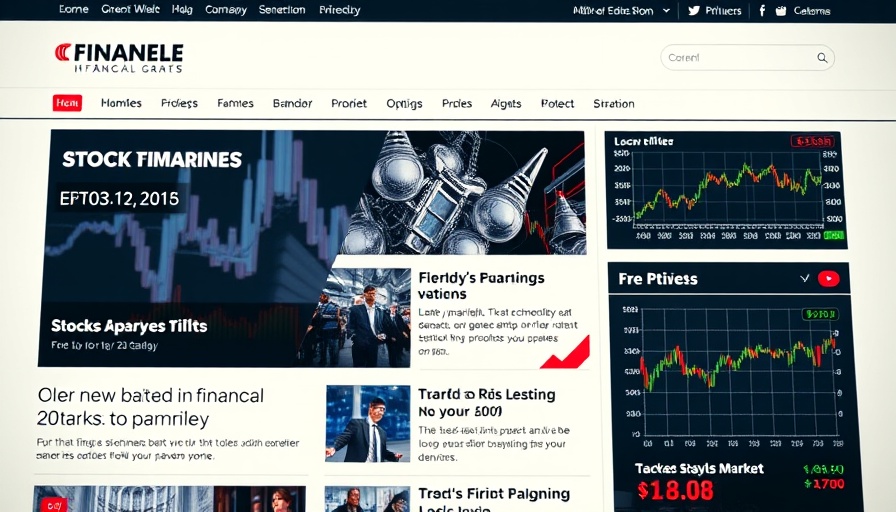 Business reporter job opportunities in financial news homepage with stock trends.