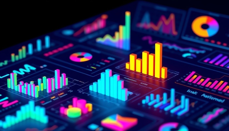 Colorful 3D charts illustrating IoT data analytics business advantage