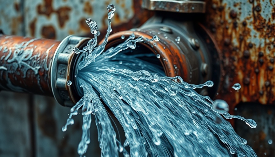 Close-up of burst pipe water spray, illustrating advanced leak detection technology challenges.