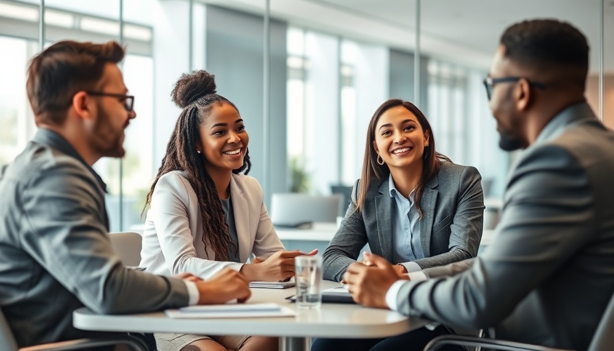 Diverse team in management consulting success training.
